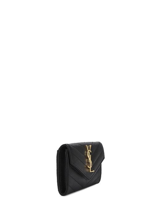 Saint Laurent Black Small Cassandre Envelope Wallet