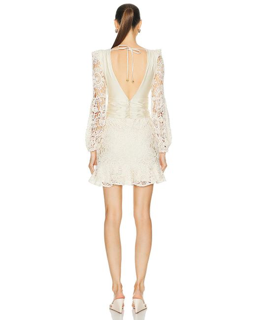 PATBO White Crochet Plunge Mini Dress