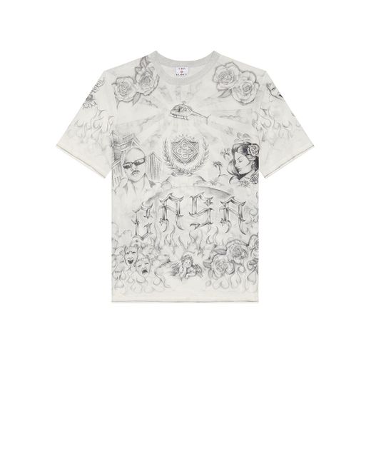 Casablanca White Short Sleeve Printed Mesh Top for men