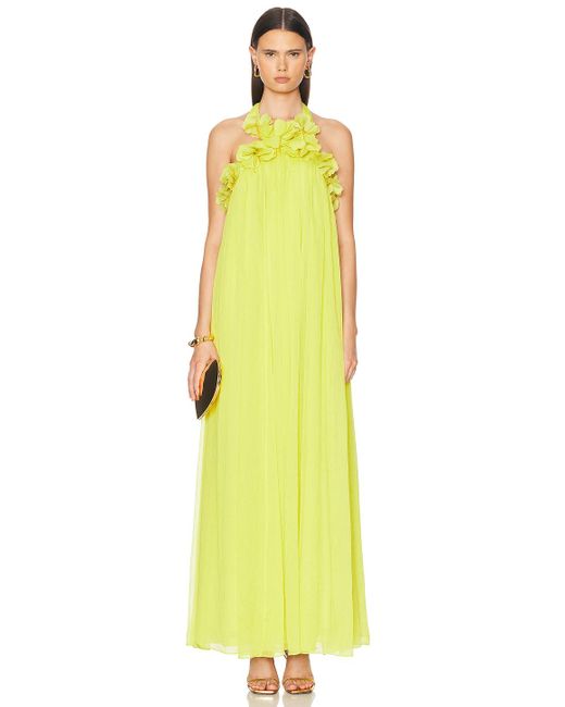 PATBO Yellow Hand-embroidered 3d Flower Gown