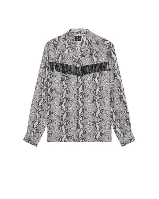 Needles Gray Fringe One Up Shirt Python In Charcoal for men
