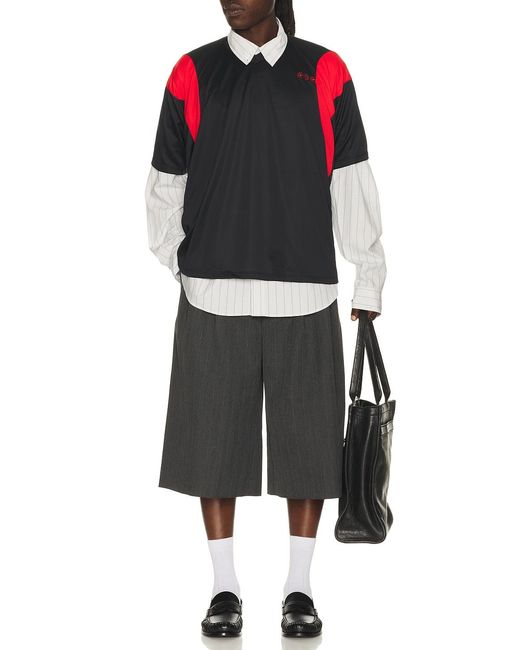 Commission Black Pulled Soccer Tee for men