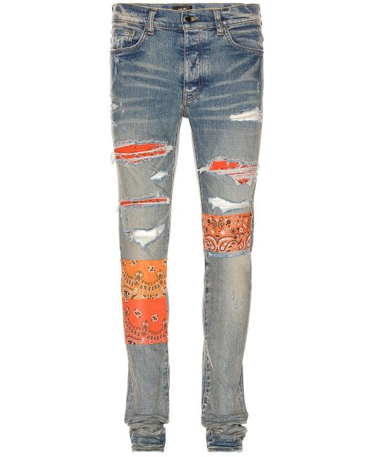 Amiri Cotton Vintage Bandana Artpatch Jean in Clay Indigo (Blue) for ...