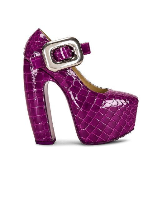 Bottega Veneta Leather Mary Jane Heel in Purple | Lyst