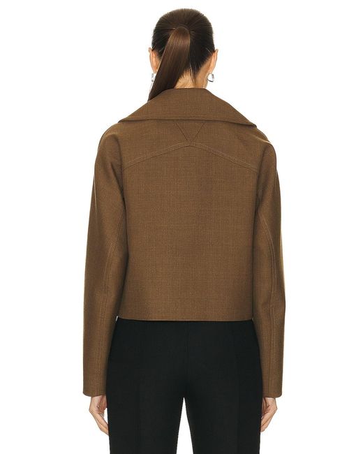Bottega Veneta Brown Structured Wool Cropped Jacket