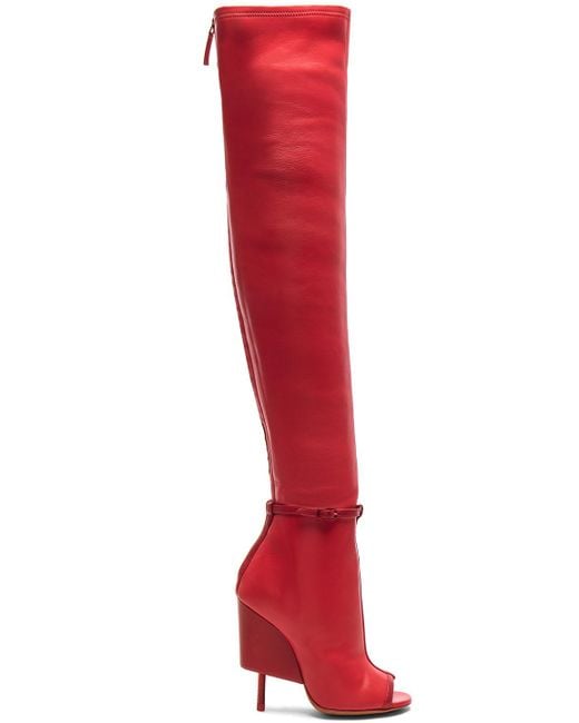 Red thigh high on sale boots open toe