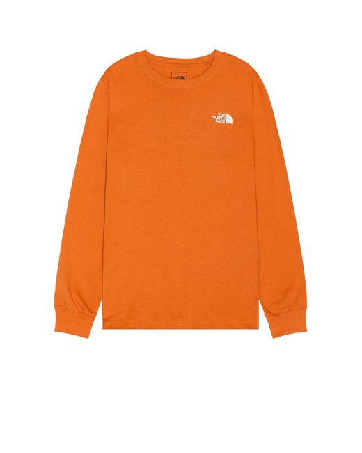 The North Face Orange Long Sleeve Box Nse Tee for men