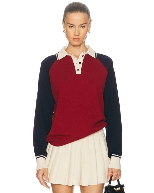 AMIYA Red Yale Polo Sweater