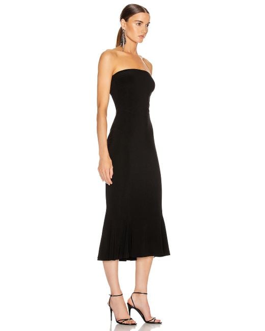 Norma Kamali Synthetic Strapless Fishtail Dress To Midcalf in Black - Lyst