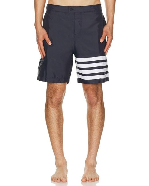 Thom Browne Blue Button Front Board Short for men