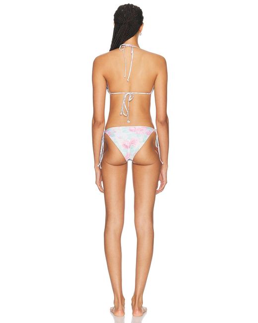 Acne White Eini Flower Plaid Bikini Set