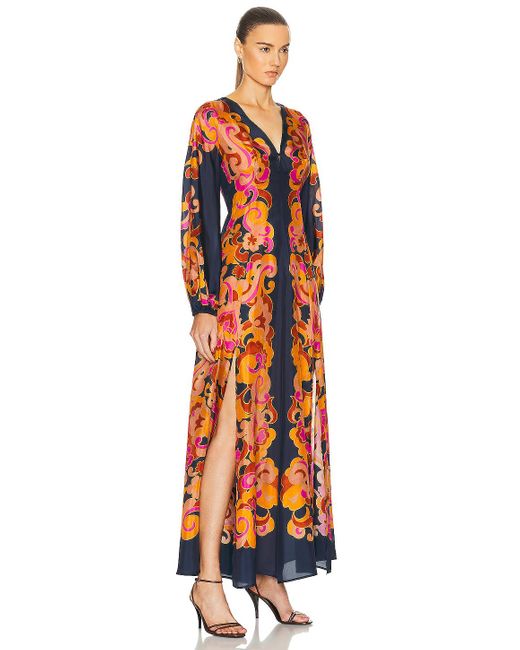 Zimmermann Orange Acadian Long Sleeve Maxi Dress