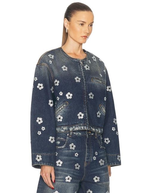 Marc Jacobs Blue Sequin Daisy Cropped Jacket