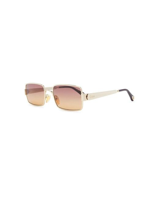 Chloé Pink Holly Rectangular Sunglasses
