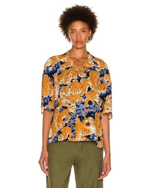 R13 Oversized Hawaiian Shirt in Orange 
