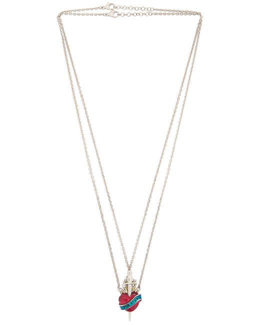 Jean Paul Gaultier White Separable Heart And Sword Necklace