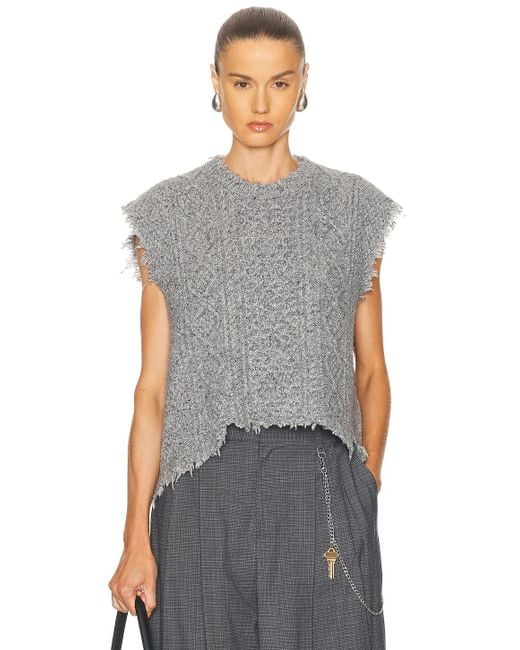 R13 Gray Boyfriend Cable Sweater Vest