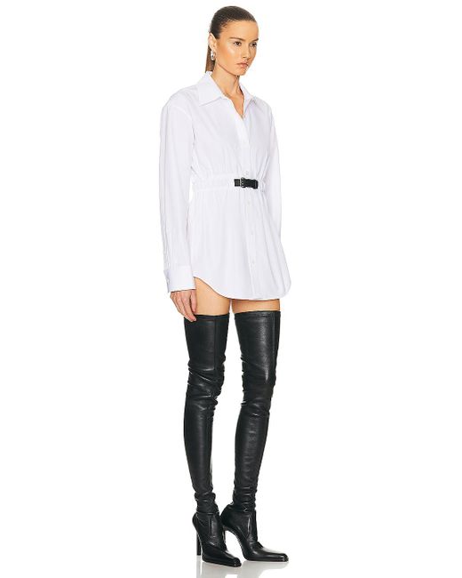 Alexander Wang White Button Down Tunic Dress With Leather Belt