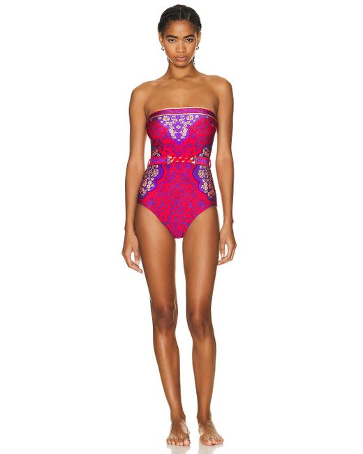 Zimmermann Raie Chain Link Bandeau One Piece Swimsuit in Red Lyst