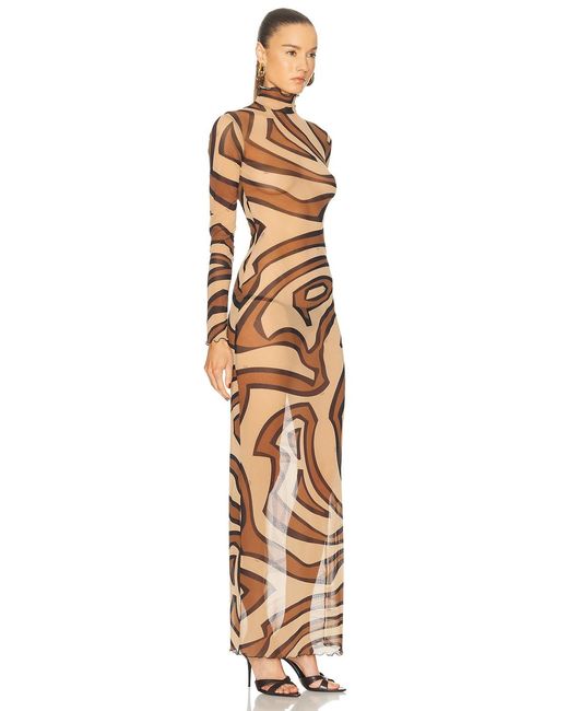 knee length dresses for ladies Pucci - Marmo Print Tulle Long Dress - Size: 48 - Aqua main image 1
