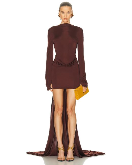 David Koma Red Open Back Long Sleeve Mini Dress