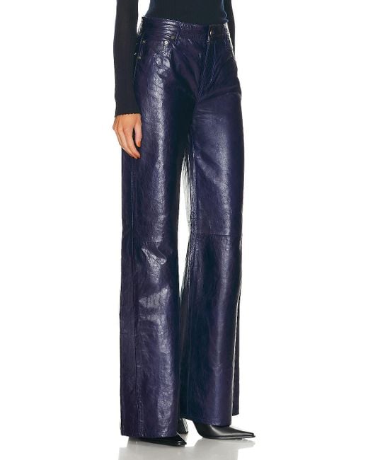 FRAME Blue Le Palazzo Leather Pant