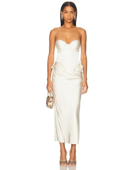 LPA Ilaria Corset Midi Dress in White | Lyst