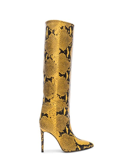 Paris Texas Yellow Snakeskin Print Boots