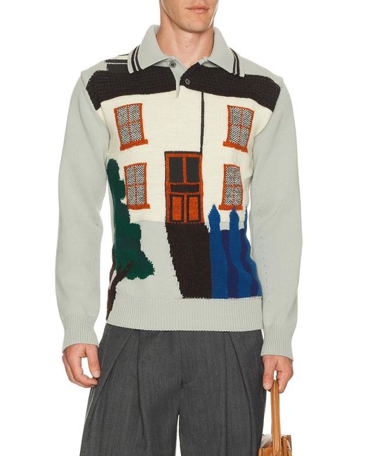 Junya Watanabe Gray Wool Knit Collared Sweater for men
