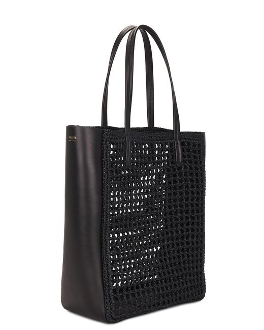 Khaite Black Zoe Patchwork Raffia Tote Bag
