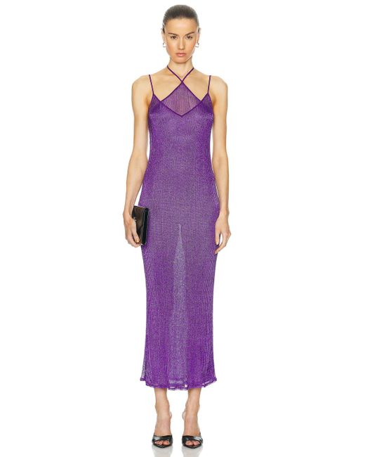 Priscavera Purple Metallic Double Layer Dress