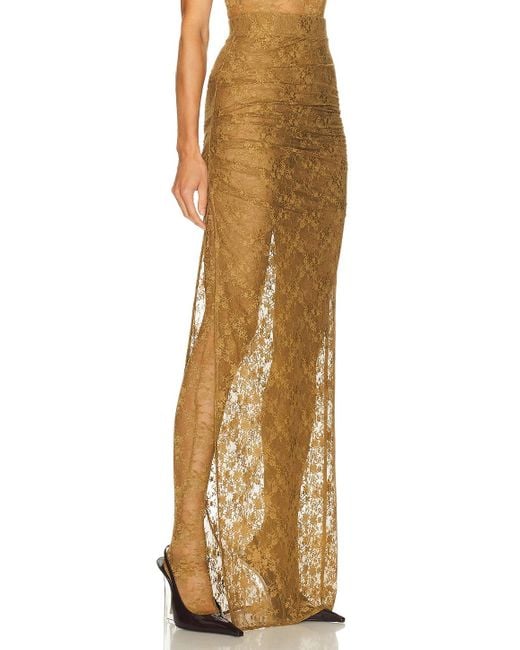 Alex Perry Metallic Tucked Column Skirt