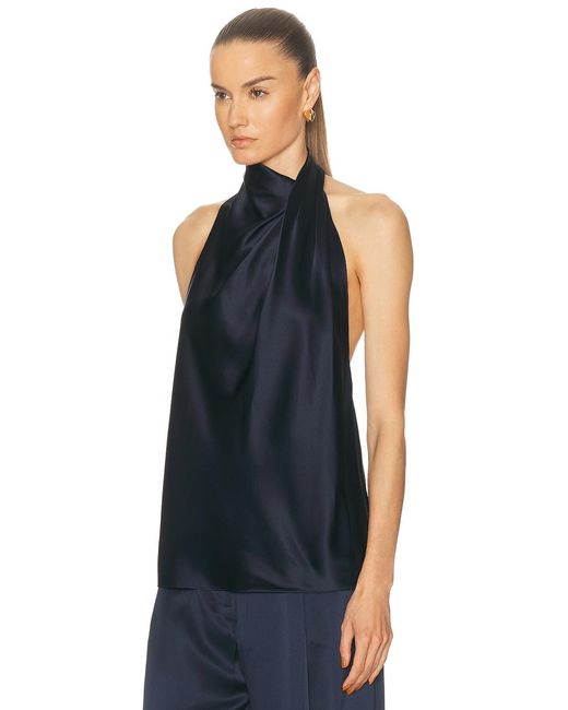 The Sei Blue Draped Halter Top