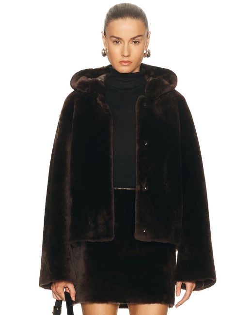 Nour Hammour Black Cooper Hooded Shearling Jacket