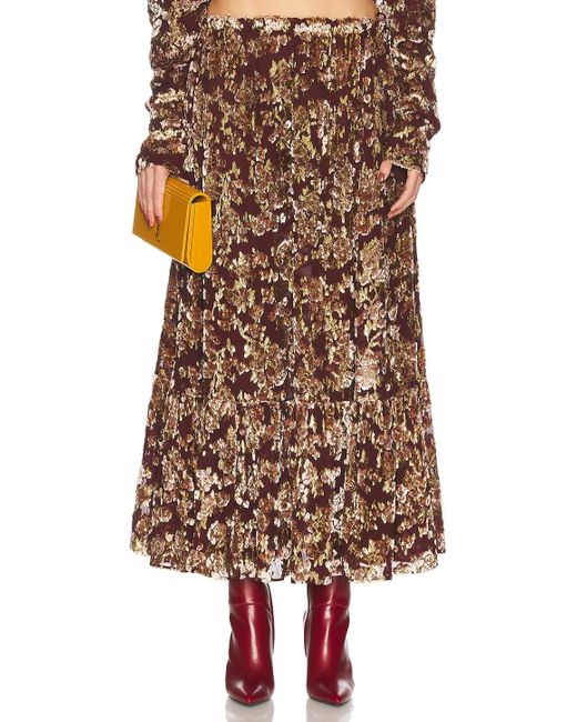 Saint Laurent Brown High Waisted Midi Skirt