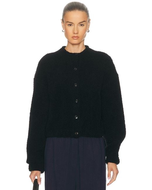 Leset Blue Mica Collarless Blouson Jacket