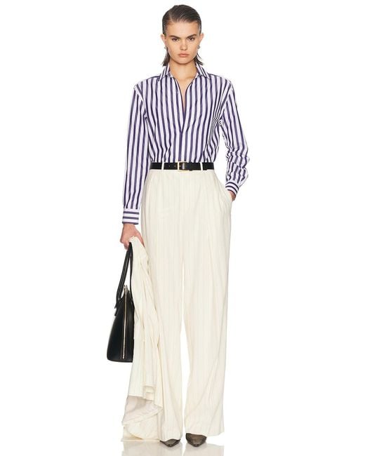Ralph Lauren Blue Capri Button Up Top