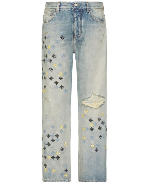 Amiri Blue Ma Quad Embroidered Flared Jeans for men