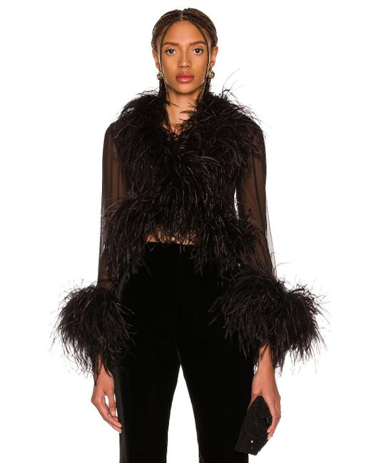 Saint Laurent Black Feather Blouse