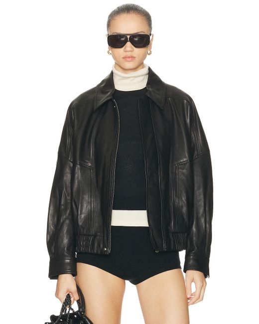 Nour Hammour Black Dalma Leather Jacket