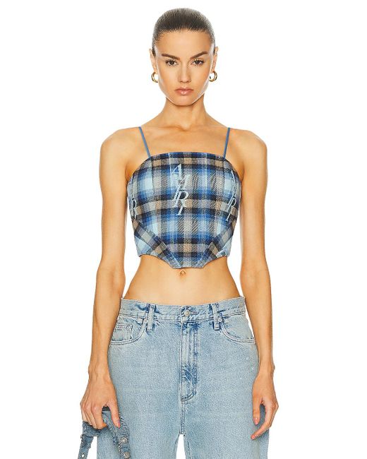 Amiri Plaid Corset Top in Blue Lyst