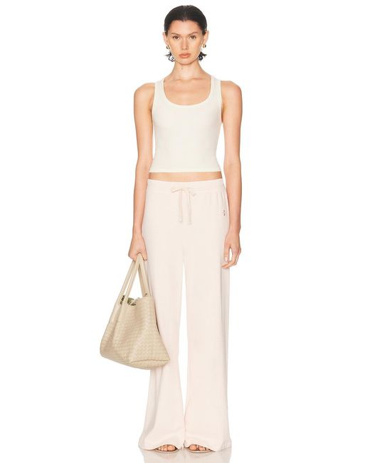 ÉTERNE Natural Drawstring Lightweight French Terry Wide Leg Sweatpant