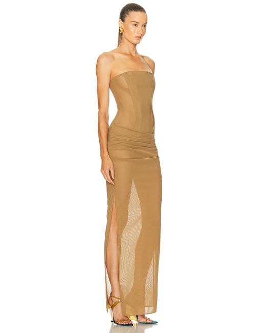 Alex Perry Green Strapless Longline Corset Column Dress