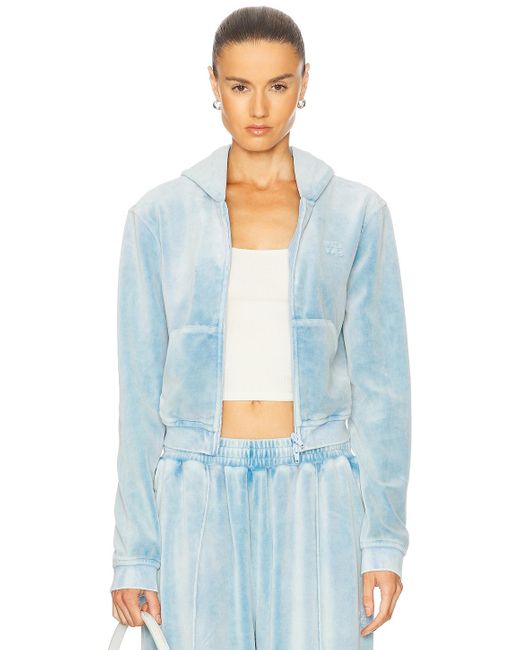 Alexander Wang Blue Shrunken Zip Up Jacket