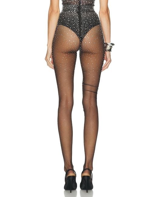 Alex Perry Brown Crystal Mesh Stocking