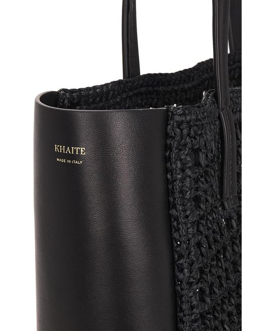 Khaite Black Zoe Patchwork Raffia Tote Bag