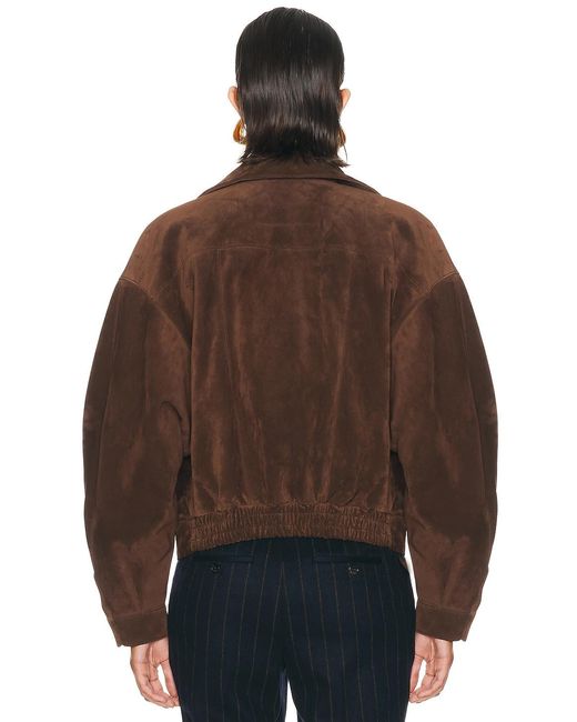 Saint Laurent Brown Suede Funnel Neck Jacket