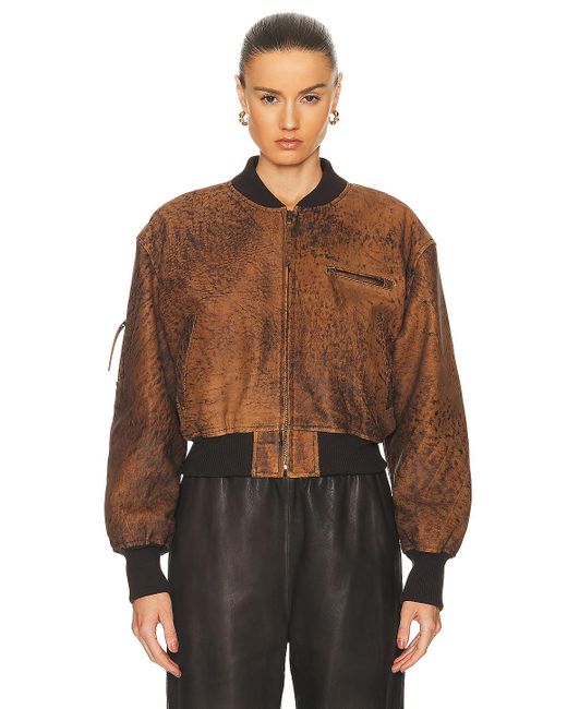 Acne Brown Crop Leather Jacket