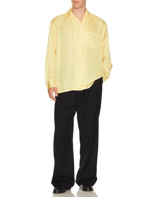 Beams Plus Yellow Open Collar Cupro Dot Pattern for men