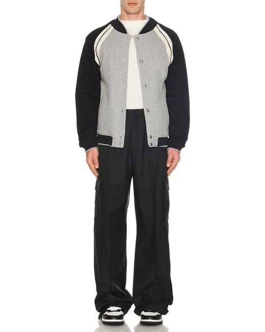 Palm Angels Black Curved Logo Track Varsity Jacket for men